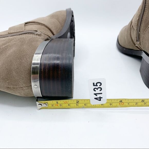 Vince Camuto Walleya Taupe Suede Motorcycle Boots Sz 7.5 - Picture 8 of 15